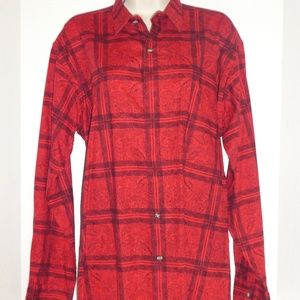 Treka by Michael Stein Red Plaid shirt size Large